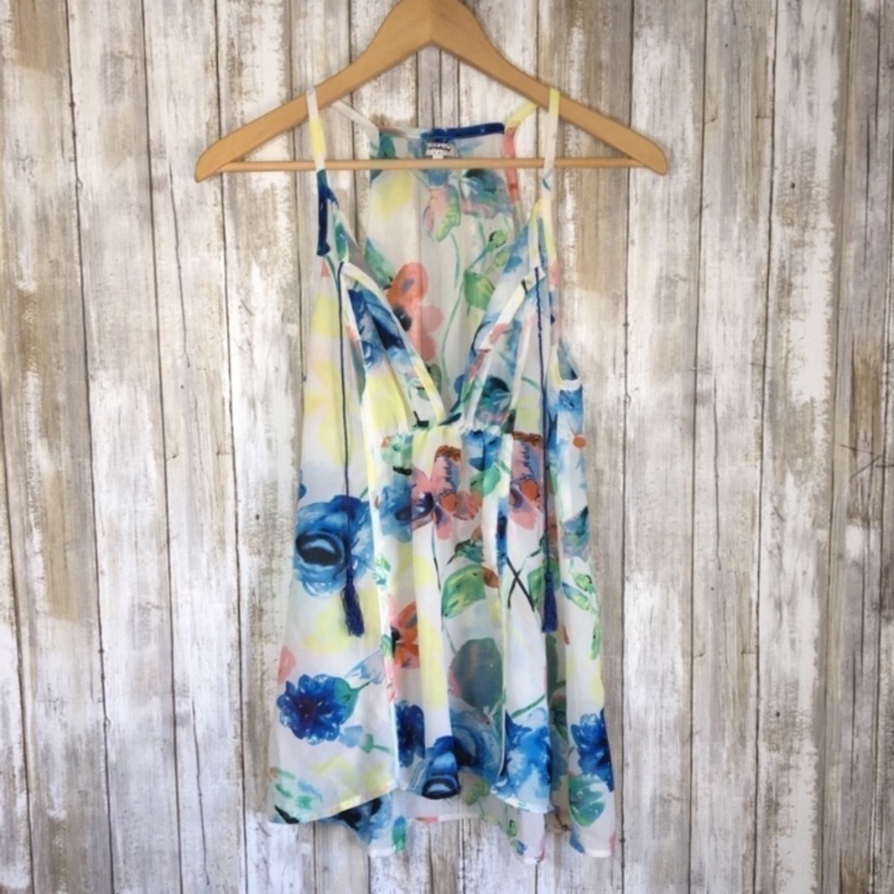 Buffalo David Bitton Watercolor Floral Sleeveless Blouse